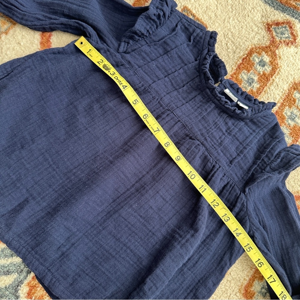 Gap‎ Kids Cotton Gauze Navy Blue Ruffle Puff Sleeve Top Small - Picture 6 of 7